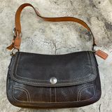 Vintage COACH Brown Pebble Leather Shoulder Bag, "Chelsea" Flap Bag F12336 Photo 0
