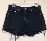 Levi’s Women’s 501 Black Distressed Thrashed Button-Fly Denim Jean Shorts Photo 0