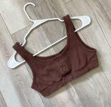 Skims Waffle Bra henley womens Brown (small) thermal lounge athleisure sleep Photo 0