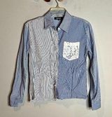 DKNY 🌺  striped pattern block collared shirt Photo 0