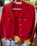 Red Denim Jacket Size M Photo 0