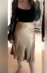 Gold satin slip skirt Size M Photo 0