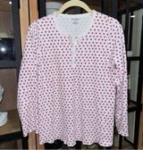 Roller Rabbit pajamas pima pink hearts henley top long sleeve tee preppy Photo 0