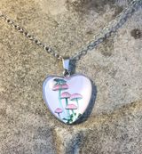 Frog Sitting On Pink Mushroom Heart Necklace Photo 0
