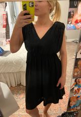 HD in Paris Anthropologie Black Flowy Midi Dress Photo 0