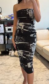 Strapless White Fox Mesh Style Dress Photo 0