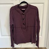 Free People In the Mix Ribbed Long Sleeve Burgundy Size L Photo 0
