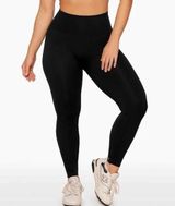 Set Active Black Ribbed Leggings Photo 0