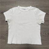 white brandy melville waffle cropped baby tee shirt Photo 0