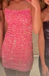 Allison & Kelly Hot Pink Glitter homecoming Dress Size XS Photo 0