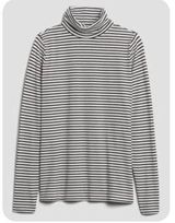 Banana Republic Long Sleeve Top Sz Medium Stretch Turtleneck Striped Black White Photo 0
