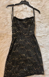 Backless Mini Black Dress Sparkly Photo 0