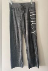 Juicy Couture “Juicy” Y2K Charcoal Gray Velvet Pants Photo 0
