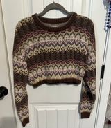 Aeropostale Fair Isle Cropped Sleep Crew Sweater Photo 0