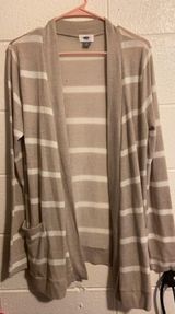 Old Navy thin tan & white cardigan Photo 0