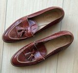 J. Crew Biella Crackled red tassle Loafers size 8.5 Photo 0