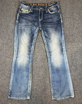 Rock Revival Jeans Womens 29 Blue Eloise Easy Bootcut Thick Stitch Bling Y2K Mid Photo 0