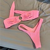 Pink Ribbed Kulani Kinis Set Photo 0
