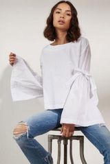 Free People White Bell Sleeve Blouse Photo 0