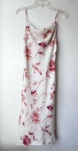 Vintage 00s Y2K New York & Company Off White Red Floral Midi Dress 4 Photo 0