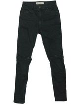 Topshop Moto Leigh Women's Black Distressed Ripped Skinny Denim Jeans Pants 24 Photo 0
