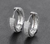 925 Silver Plated Huggie Hoop Earrings for Men Women Photo 0