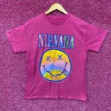 Nirvana Nevermind Album Dead Smiley Pink T-Shirt Medium Photo 0