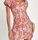 NWT Lulus floral jacquard mini vacation going out dress colorful size small Photo 0