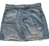 H&M  &Denim Women's Distressed Button Fly Denim Skirt Size 14 Photo 0