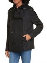 Judith and Charles Wool Blend Coat Black Double Breasted Peacoat Size 6 NWT Photo 0
