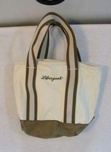 Cream Tan Brown Embroidered Canvas Sm/Med Tote Bag Purse Straps Photo 0