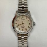 Timex indiglo women’s watch Quartz analog 25mm pearl dial 30MWR sz 6.5” running Photo 0