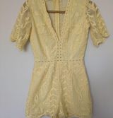 Splendid Deep V Yellow Lace Romper Photo 0