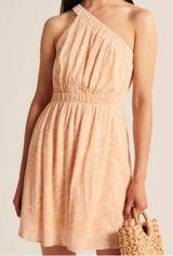 Light Orange Patterned One Shoulder Mini Dress Photo 0