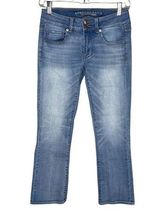 American Eagle Jeans Womens 4 Blue Light Wash Artist Crop Fading Whiskering Photo 0