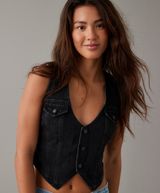 American Eagle Black Denim Vest Photo 0