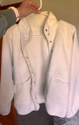 Button Down Sherpa Coat White Size M Photo 0