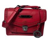 Versace 1969 Italia Perforated Convertible Satchel Crossbody Purse Bag Red Photo 0