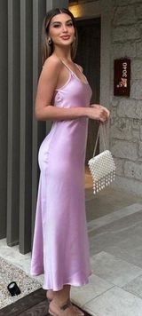 midi dress satin effect slip maxi wedding party coctail Photo 0