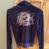 y2k 90’s J Zipper Brown Velour Graphic Tracksuit Jacket Small Photo 0