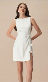 White Satin Bow Mini Dress Size Medium  Photo 0
