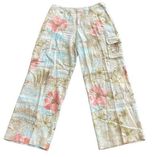 Tommy Bahama women’s linen cargo pants Size 8 Pastel floral Wide leg Flowy Beach Photo 0