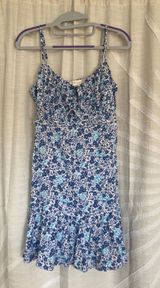 Blue And White Floral Babydoll Mini Dress Photo 0