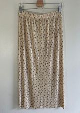 Women Sz 14 Ditsy Floral A-Line Midi Silky Plisse Skirt Feminine Romantic Flowy Photo 0