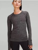 lululemon athletica Long-Sleeve Swiftly Tech in Dark Gray Stripe Photo 0