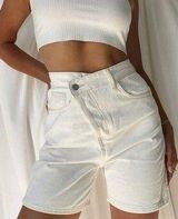 12th Tribe Asymmetrical Beige Denim Jean Shorts Size Small Photo 0
