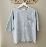 Short Sleeve Fleece Pullover Top Gray Sz Small Photo 0