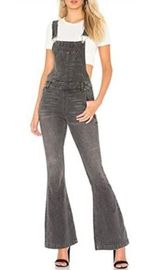 We the Free People Carly Washed Black Grayed Out Flare Overalls 27 NWT Utility Photo 0