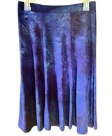 Sami & Jo Purple Abstract Floral A-Line Midi Skirt – Size Small – Stretch Waist Photo 0