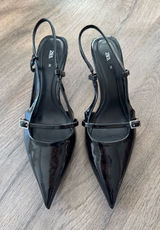 ZARA Kitten Heel Slingback Black Photo 0